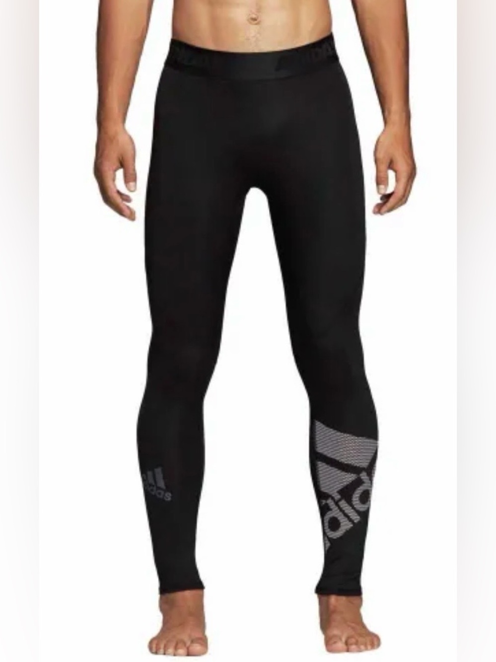 adidas Alphaskin Sport Badge of Sport Long Tights Leggings Black size XL